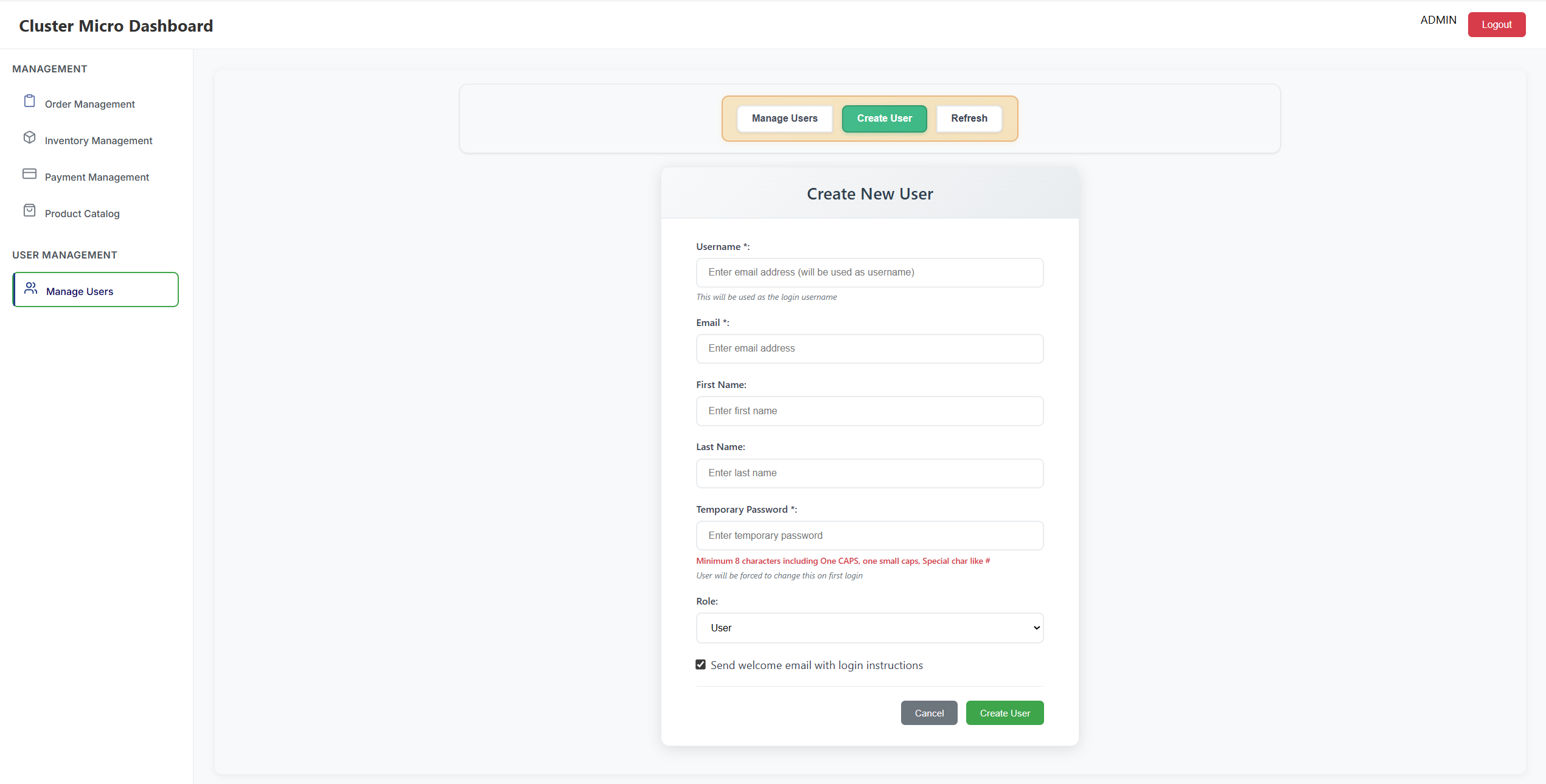 User Creation